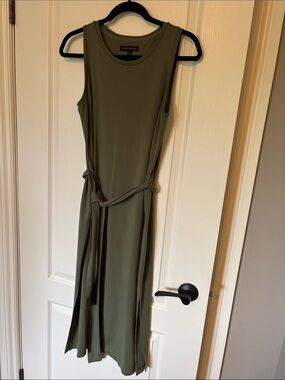 Banana Republic Olive Green Sleeveless Midi with Self-Tie Belt